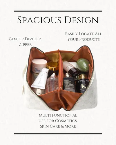 Miniatura 4 de Bolsa de maquillaje de viaje Bolsa de maquillaje de gran capacidad para mujer Neceser portátil con cremallera Organizador de maquillaje