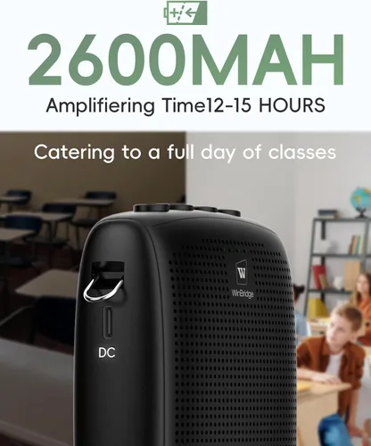 Miniatura 3 de Mini amplificador de voz inalámbrico personal con 2 micrófonos Bluetooth, sistema de altavoces PA recargable de 15 W para profesores, entrenadores