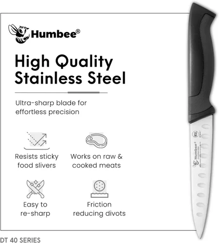 Miniatura 5 de Cuchillo rebanador de 6 pulgadas con borde Granton, negro, serie DT-40