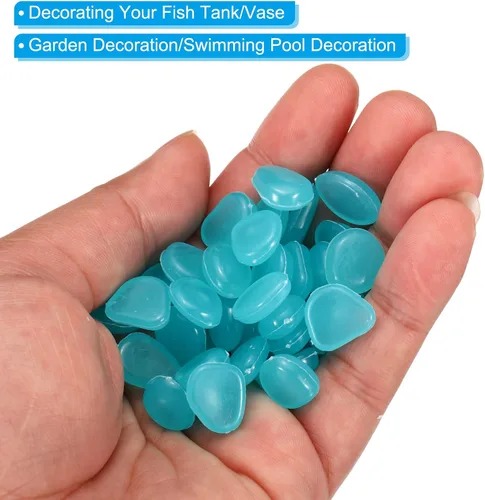 Miniatura 5 de MECCANIXITY 300 piedras brillantes de 8 a 0.433 in brillantes para decoración en la oscuridad, piedras luminosas, decoración de bricolaje azul