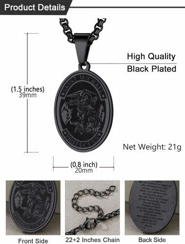 Miniatura 194 de U7 Saint Benedict/Michael Medal Necklace, 316L Stainless Steel Virgin Mary Necklace for Men Women, Bible Verse Protection Necklace Catholic