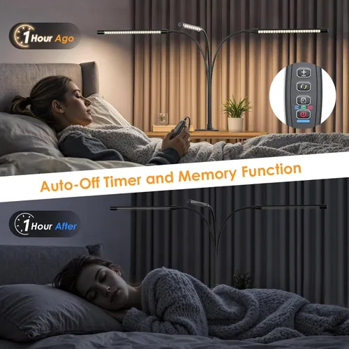 Miniatura 7 de ShineTech Lámpara de escritorio LED con abrazadera, iluminación ultra ancha de 3 cabezales, 4 modos de color, lámpara de trabajo de cuello de cisne