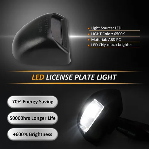 Miniatura 2 de Bestview Carcasa LED para placa de matrícula negra, conjunto de lámpara de etiqueta de repuesto compatible con Chevy Silverado GMC Sierra Avalanche