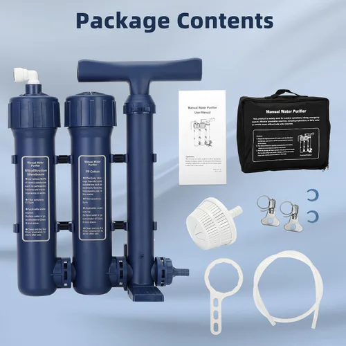 Miniatura 7 de Filtro de agua de emergencia Sistema de filtración de agua grande Supervivencia - Filtro de agua de bomba de mano, purificador de agua de alto
