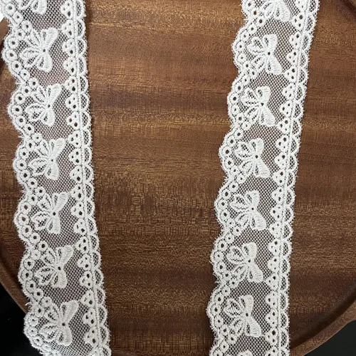 Miniatura 3 de 5 yardas de cinta de encaje con ojales y moño de algodón para costura, manualidades, decoración de boda, envoltura de regalo, de 1.4 pulgadas