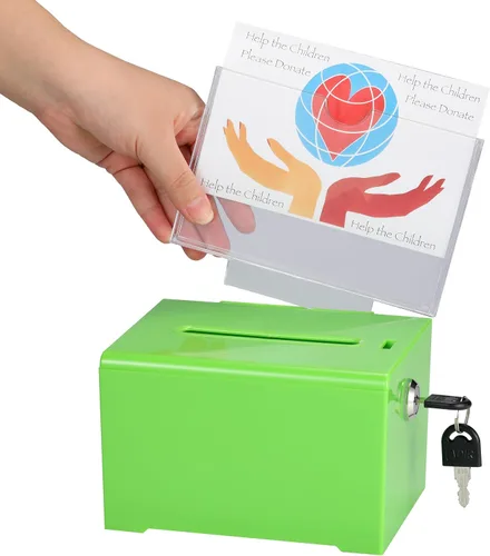 Miniatura 15 de Adir - Caja de sugerencias con ranura y candado, caja de donación acrílica para recaudación de fondos, caja de dibujo para rifa, caja de recaudación