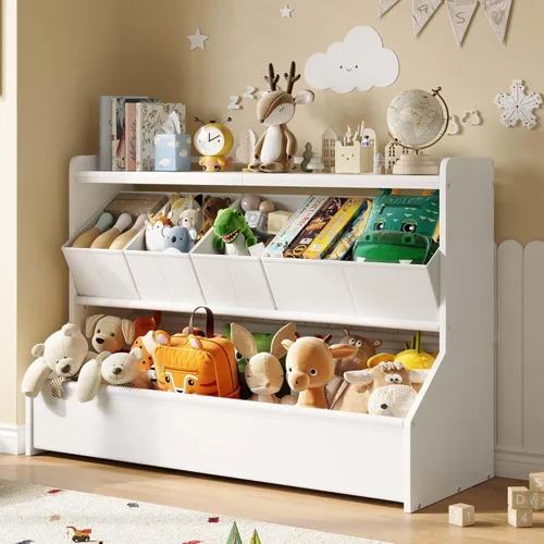 Miniatura 8 de FOUCSSOMEI Organizador de almacenamiento de juguetes para niños, estantería y organizador de juguetes con contenedores de almacenamiento, gabinete