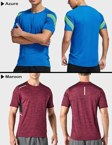 Miniatura 5 de Paquete de 5 camisetas de manga corta, con cuello redondo y de secado rápido para hombre, camisetas deportivas para correr, entrenar o ir al gimnasio