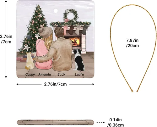 Miniatura 2 de Bonitos adornos personalizados para parejas con retrato, adorno personalizado para árbol de Navidad con nombre de mascota, perro, gato, raza, regalo