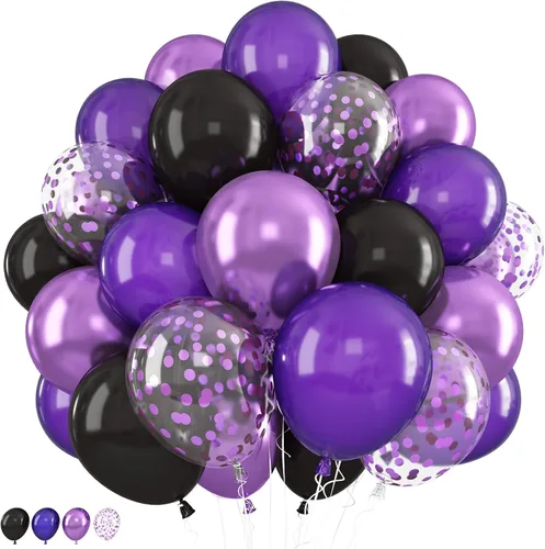 Miniatura 21 de Jobkoo Globos Azules y Blancos, 60 Pzs Globos de Látex Pastel Azul Bebé Plateado de 12 Pulgadas con Globos de Confeti Metálico Globos de Graduación