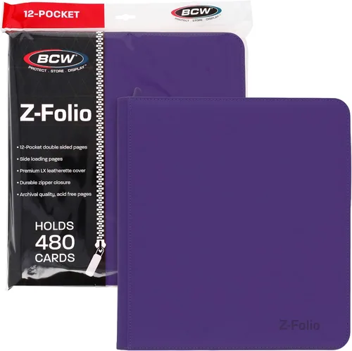 Miniatura 9 de BCW Z-Folio LX - Cartera con cremallera – Álbum de 12 bolsillos de cuero sintético verde premium – Cremallera segura – Capacidad de 480 tarjetas