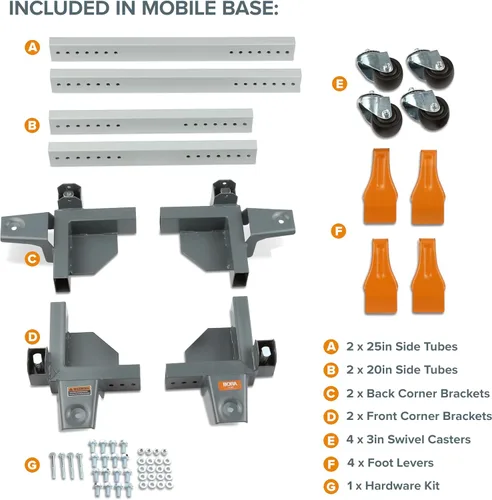 Miniatura 3 de Bora Portamate Base Móvil PM-3550 de Resistencia Industrial con Ruedas Giratorias – Universal, Súper Resistente, Kit Rodante Ajustable, Rodillo