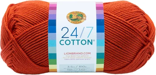 Miniatura 92 de Lion Brand Yarn, Hilo ligero mercerizado de algodón 24/7 para tejer, ganchillo y manualidades, Almirante, 1 paquete, 185 yardas de fibra natural