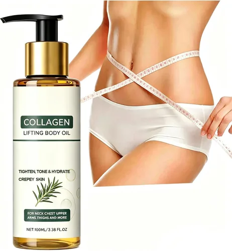 Collagen Oil for Skin Tightening, Anti-Cellulite Massage Oil for Firming & Hydratinng & Lifting Crepey Abdomen/Belly/Thighs/Butt, Light-Weight