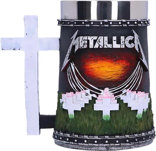 Nemesis Now Metallica Master of Puppets Jarra, Resina Pintada a Mano, Arte de Álbum de Metal Oficialmente Licenciado, Inserción de Acero Inoxidable,