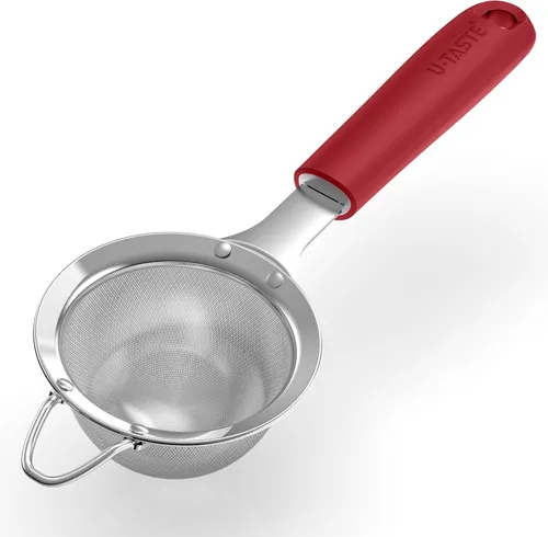 U-Taste Colador pequeño de malla fina: 18/8 de acero inoxidable, 8,5 cm, 30 malla, colador de cocina de malla fina con asa de silicona remachada (4)