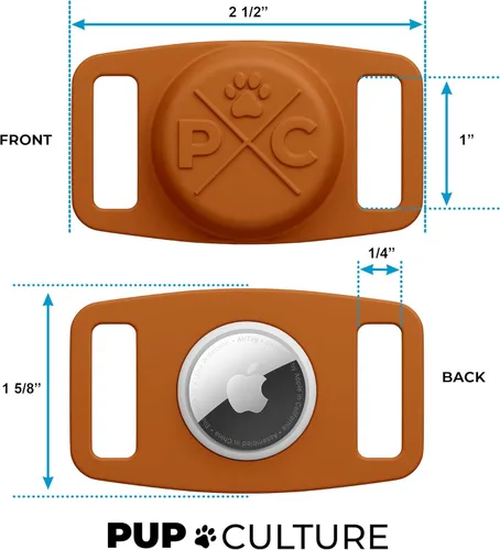 Miniatura 3 de Pup Culture Soporte de AirTag para collar de perro, para rastreador de perros GPS, para Apple iPhone, para perros y gatos Naranja