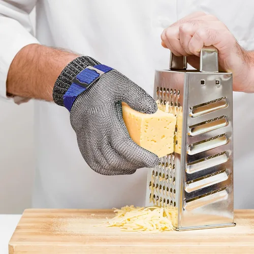 Miniatura 7 de Herda 1 par (L) guantes resistentes a los cortes de grado alimenticio, guantes de cocina de acero inoxidable para cortar carne, filete de pescado