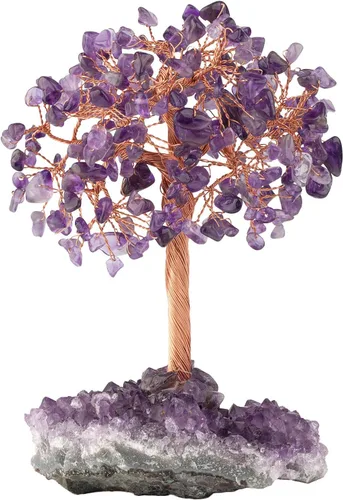 Miniatura 16 de mookaitedecor Árbol de cuarzo rosa natural, cuarzo de roca y cristal citrino con base de cristal de racimo de amatista, figuras de árbol de dinero