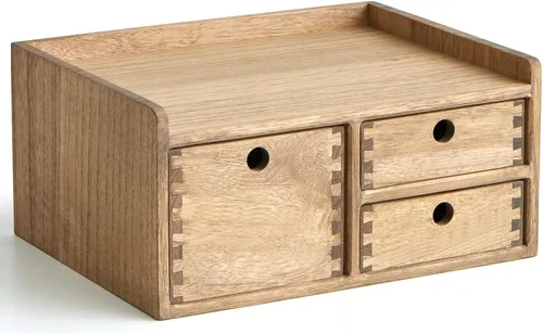KIRIGEN Organizador de escritorio con 3 cajones - Caja de almacenamiento con cajones de madera y bandejas para mesa - Organizador de herramientas