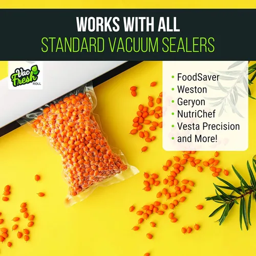 Miniatura 3 de Vac Fresh Food - Rollos selladores al vacío (11 pulgadas x 50 pies, 1 rollo), bolsas de almacenamiento de alimentos en relieve de 3.5 milésimas