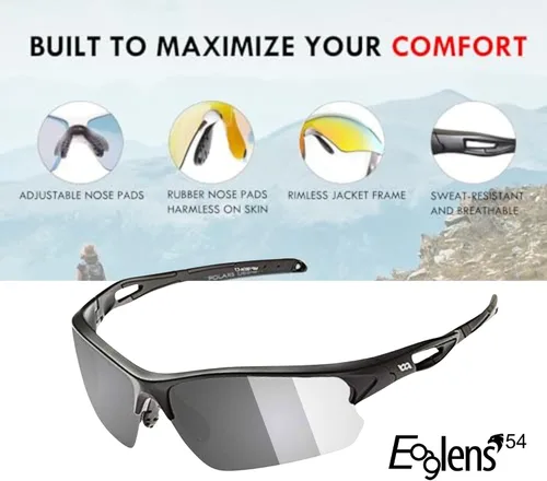 Miniatura 3 de Gafas de sol polarizadas o fotocromáticas para deportes al aire libre para hombres y mujeres, marco TR90, protección UV Negro Gris