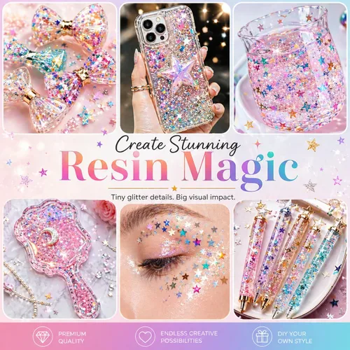 Miniatura 6 de Sourcingbay Brillantina de estrella que brilla en la oscuridad, lentejuelas luminosas de 0.118 pulgadas para arte de uñas, slime, manualidades