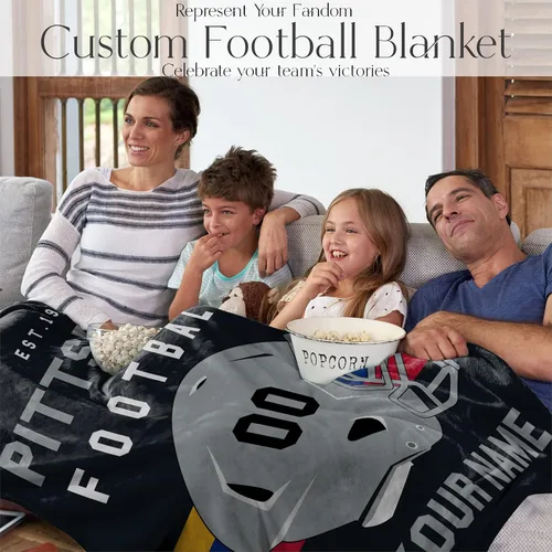Miniatura 165 de Manta personalizada para fanáticos del fútbol americano – Se envía al día siguiente – Hecha en Estados Unidos – Manta de vellón personalizada