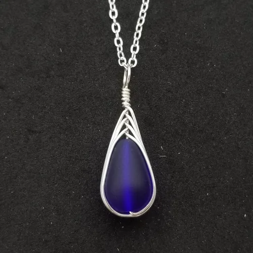 Miniatura 25 de Yinahawaii Collar de cristal de mar hecho a mano, joyería hawaiana para mujer, collar de lágrima trenzada, joyería única de cristal de mar