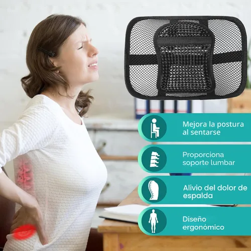 Miniatura 3 de Samyoung - Soporte lumbar de malla para asiento, cojín de respaldo con malla transpirable para sillas de oficina y coche, 12" x 16