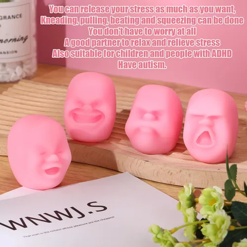 Miniatura 2 de Poen 4 piezas de bolas antiestrés de cara humana para adultos, divertidas bolas de emoción para la cara, juguetes sensoriales para aliviar la Negro