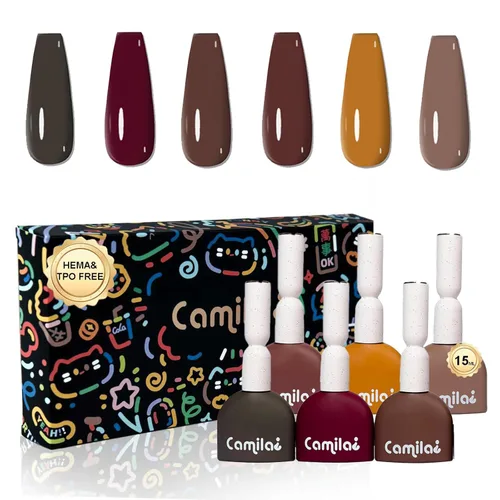Miniatura 19 de CAMILA ¿ Juego de 6 esmaltes de uñas de gel sin Tpo de 0.5 fl oz sin Hema de colores neutros color nude claro para remojar el esmalte de gel LED