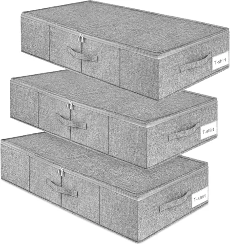 Miniatura 17 de Contenedor de almacenamiento para debajo de la cama, paquete de 3 bolsas de almacenamiento debajo de la cama con tapa, organizador de almacenamiento
