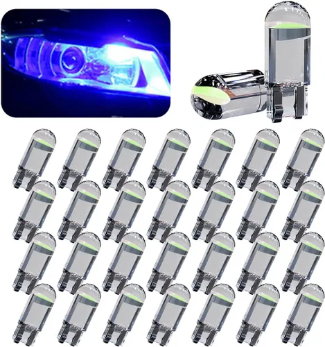 Paquete de 30 bombillas LED para coche 194, 0.36W 12V T10 6000K luces interiores, bombillas LED COB 168 2825 W5W cuña, reemplazo universal para luz
