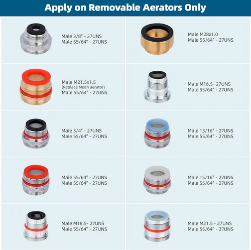 Miniatura 3 de Hibbent Kit de adaptador de grifo de 18 piezas, juego de adaptador de aireador de latón para grifo con aireador extraíble para conectar la manguera