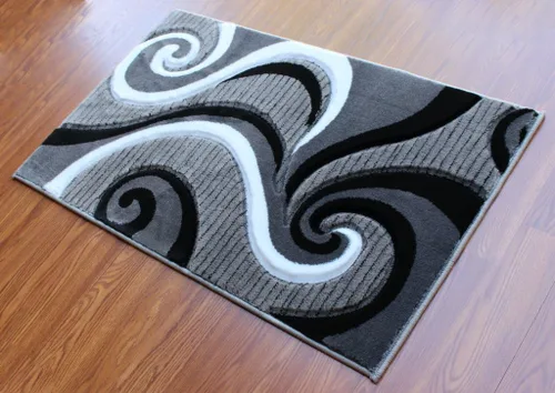 Miniatura 13 de Masada Rugs, Colección Sophia - Alfombra de área tallada a mano, moderna contemporánea, gris, blanco, negro (2 pies x 7 pies 3 pulgadas) - Pasillo