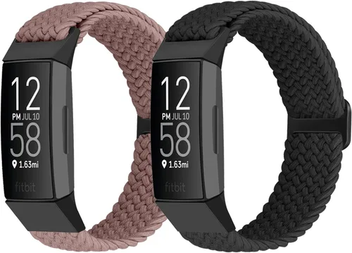 Correas elásticas trenzadas ajustables compatibles con Fitbit Charge 3 y Fitbit Charge 4 bandas para hombres y mujeres, correas deportivas de tela