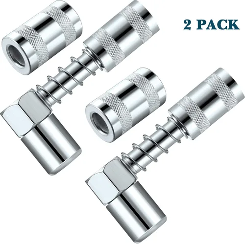 Miniatura 4 de Boao Acoplador de pistola de engrase de 90 grados, adaptador de acoplador plateado, herramienta de ajuste de grasa de ángulo de mandíbula con mangas