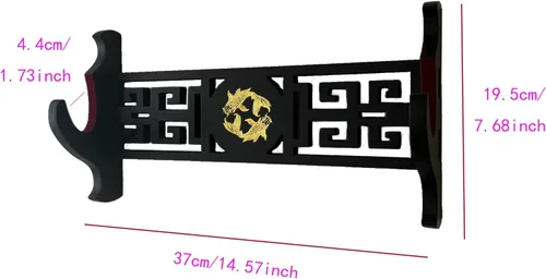 Miniatura 2 de Katana - Soporte de pared para espada de terciopelo de 1 nivel, patrones de peces dorados, soporte acolchado de espada samurái, soporte de espada