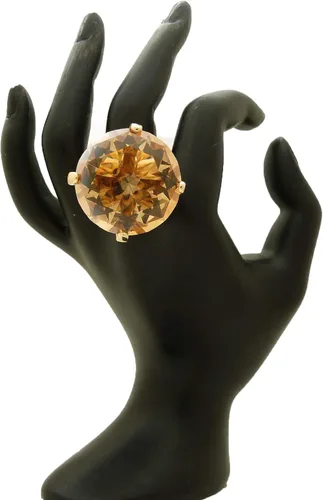 Miniatura 2 de Fashion 21 Anillo elástico de piedra colorida de cristal extra grande para mujer (marrón claro)