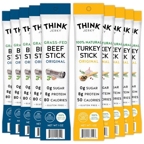 Miniatura 15 de Think Jerky Palitos de Carne de Res con Jalapeño, Sin Gluten y Sin Azúcar, Sin Nitratos, Apto para Keto y Paleo, Snack de Carne Alto en Proteínas