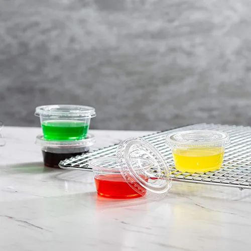 Miniatura 3 de Zeml Vasos de porciones con tapas (2 onzas, paquete de 100) Vasos de plástico desechables para preparación de comidas, control de porciones