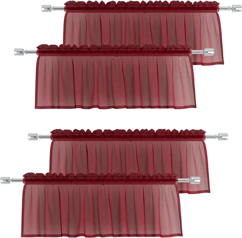 Miniatura 11 de Cenefas traslúcidas beige de 18 pulgadas, cortinas para ventana de sala de estar, dormitorio, cocina, mini paneles de cortina cortos pequeños