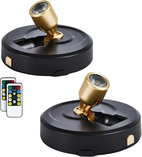Miniatura 15 de Focos LED inalámbricos, paquete de 2 luces de acento con control remoto, luces inalámbricas de imagen con cabezal giratorio, iluminación