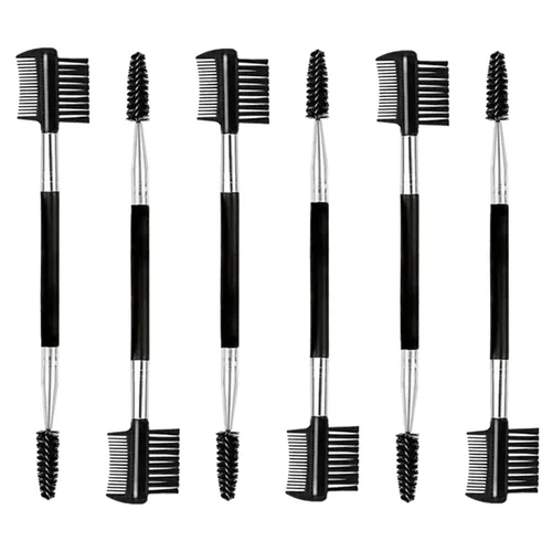 Miniatura 5 de Cepillo de pestañas de cejas 2PCS Peine de pestañas de cabeza 3 Cepillo de doble cabeza Cepillo de maquillaje Herramienta de aseo cosmético (negro)