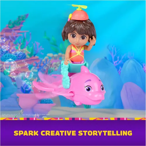 Miniatura 8 de Dora, Mer-Made for Adventure - Paquete de 2, figura de sirena de DORA de 4.5 pulgadas y delfín, juguetes de sirena y juguetes para niños para niñas