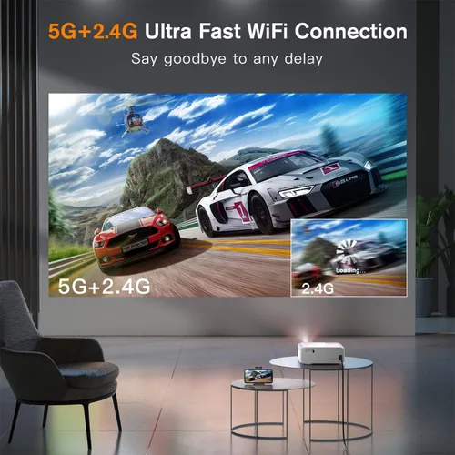 Miniatura 4 de Auking 3000ANSI 4K Outdoor Projector with WiFi and Bluetooth, 6D/4P Keystone, 50% Zoom, 300" Movie Projector for Laptop/HDMI/USB/TV Box/Android/iOS