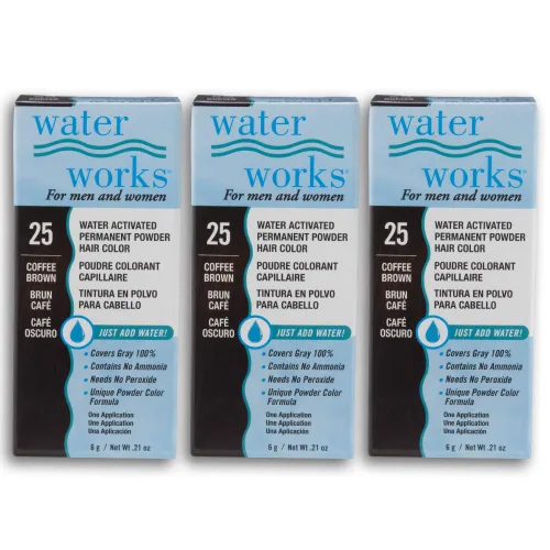 Miniatura 8 de Water Works Tinte en polvo, negro, tinte permanente para el retoque de raíces y cobertura completa, hombres y mujeres, paquete de 3