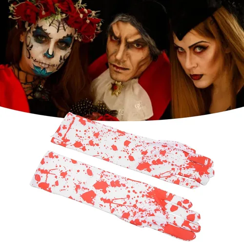 Miniatura 3 de Semme Guantes sangrientos de Halloween, 1 par de guantes horribles con efecto salpicado, accesorio de disfraz de cosplay para asesino
