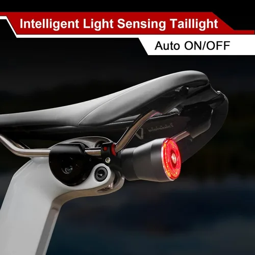 Miniatura 5 de Luz trasera inteligente para bicicleta, recargable por USB, luces direccionales de bicicleta con control remoto, luz trasera impermeable